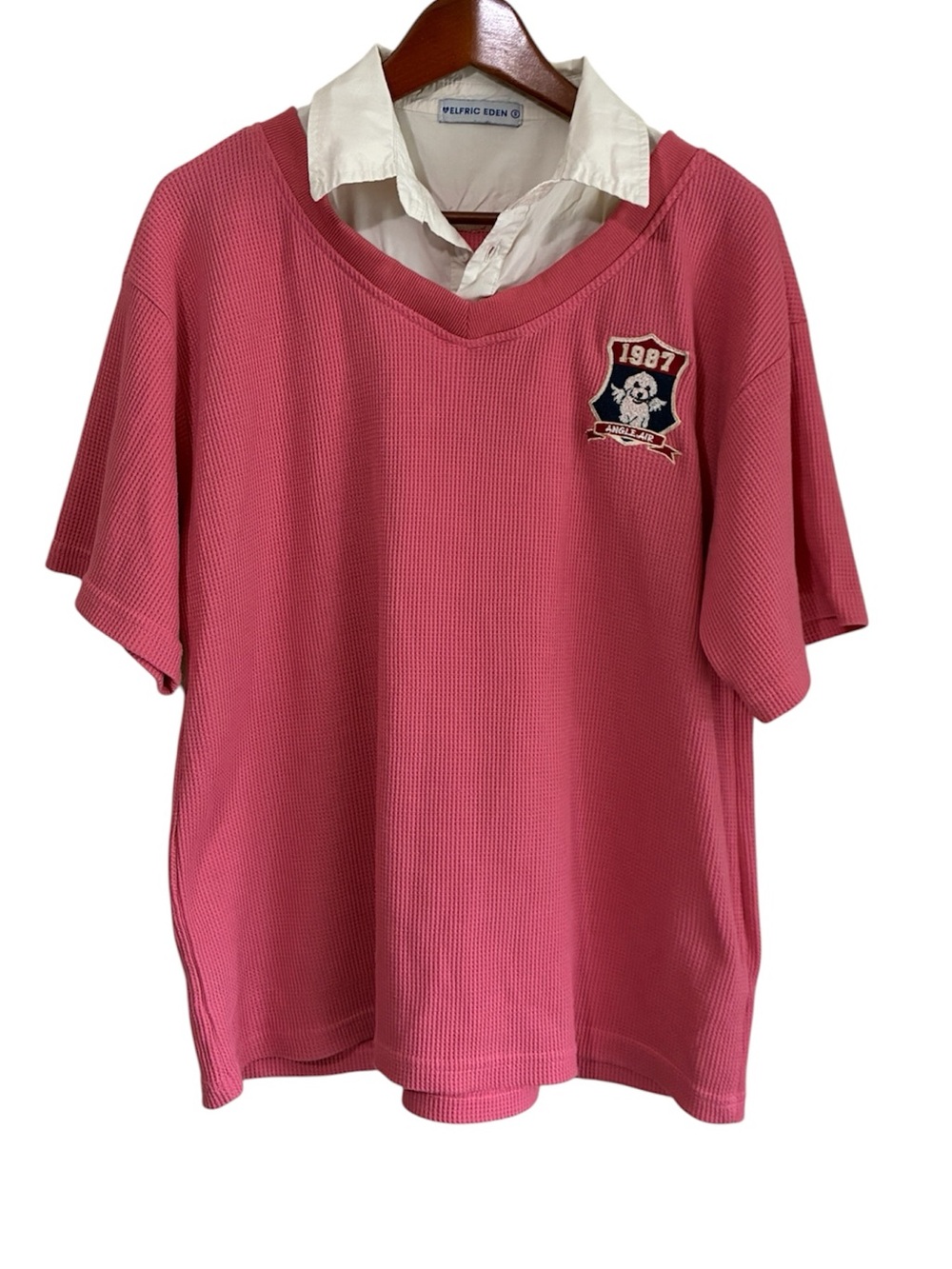 Aelfric Eden Pink Waffle Knit Layered Dog Top Size Small